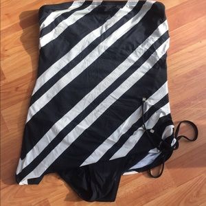DKNY swimwear one piece blank and white.
